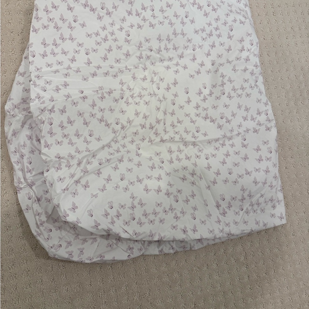 Pottery Barn Kids Butterfly Crib Sheet- White and Purple